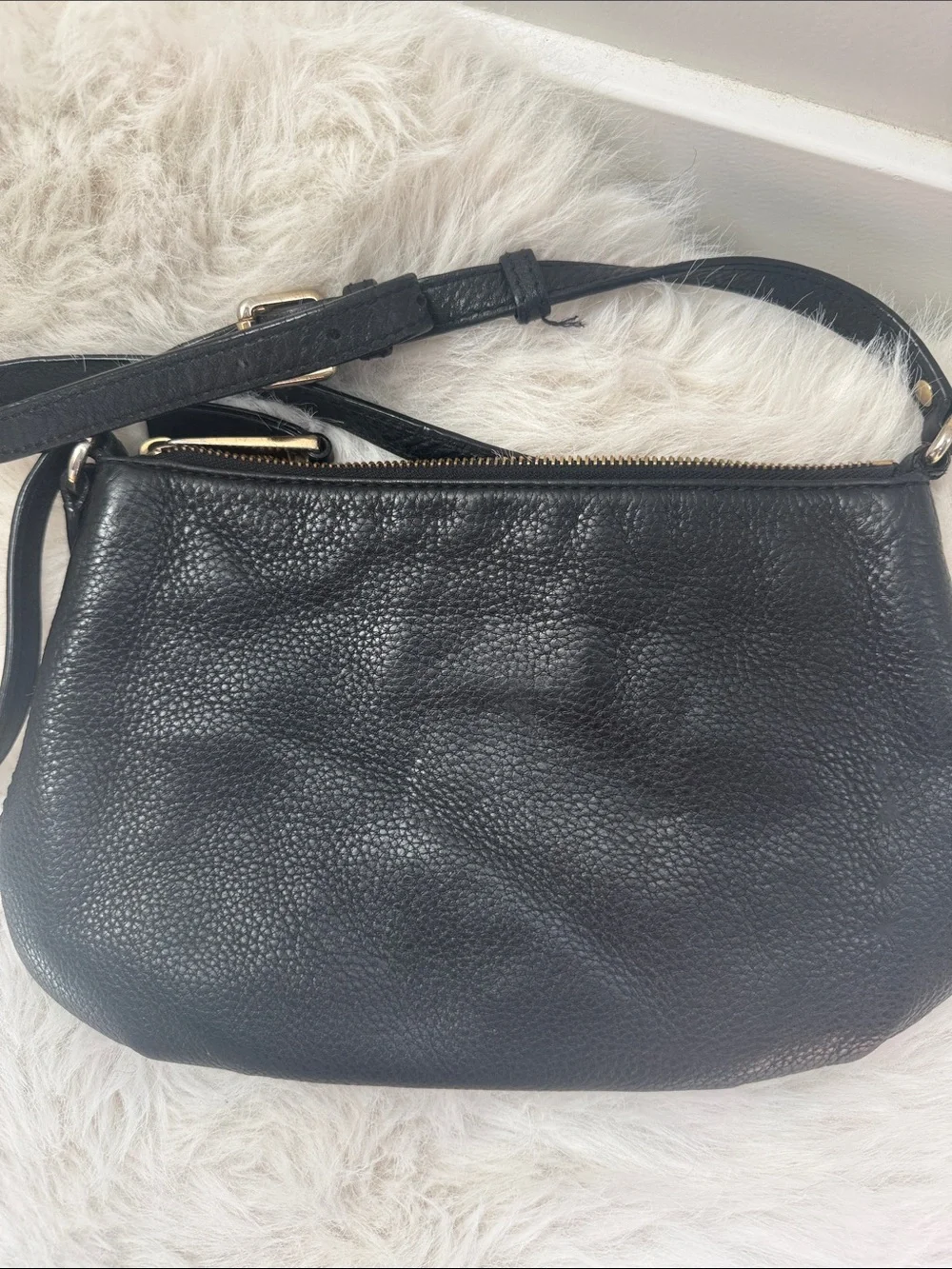 Michael Kors Black Pebbled Leather Crossbody with Gold Accents